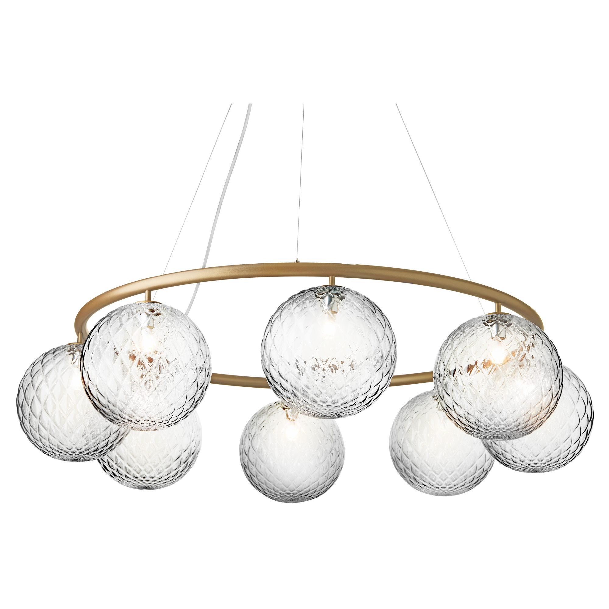 Nuura – Miira 8 Circular pendant, brass and clear glass