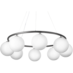 Nuura – Suspension Miira 8 Circular, rock grey et verre opal blanc