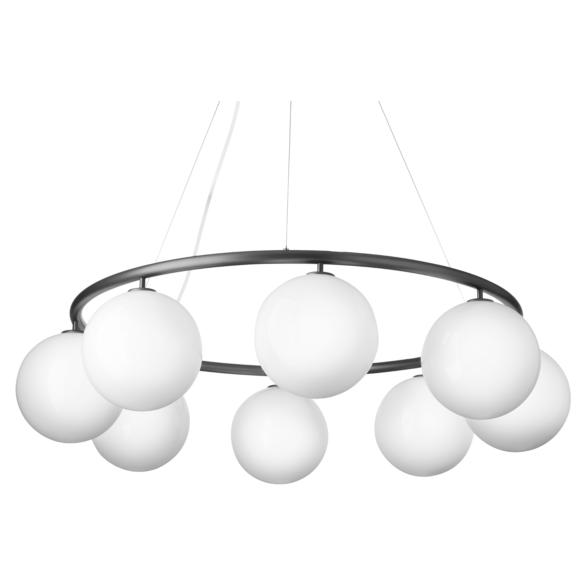 Nuura – Miira 8 Circular pendant, rock grey and white opal glass