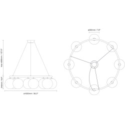 Nuura – Suspension Miira 8 Circular, rock grey et verre transparent