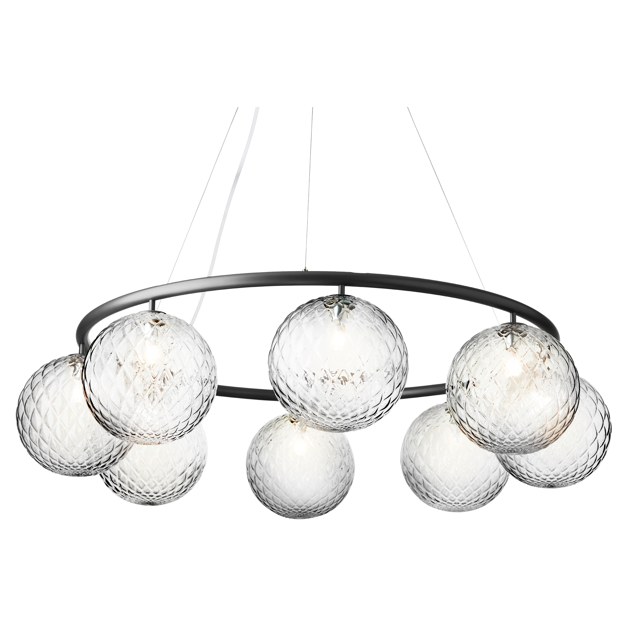 Nuura – Miira 8 Circular pendant, rock grey and clear glass