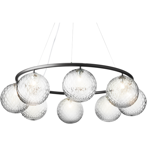 Nuura – Miira 8 Circular pendant, rock grey and clear glass