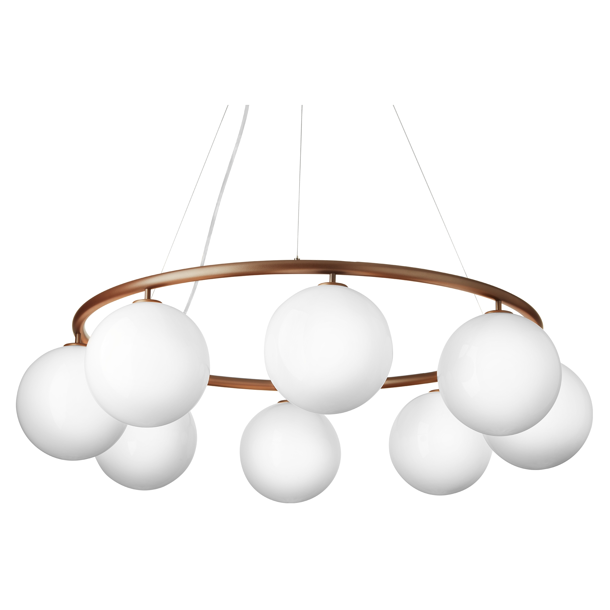 Nuura – Miira 8 Circular pendant, dark bronze and white opal glass