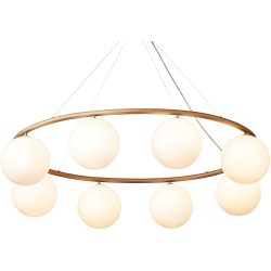 Nuura – Suspension Miira 8 Oval, laiton et verre opal blanc