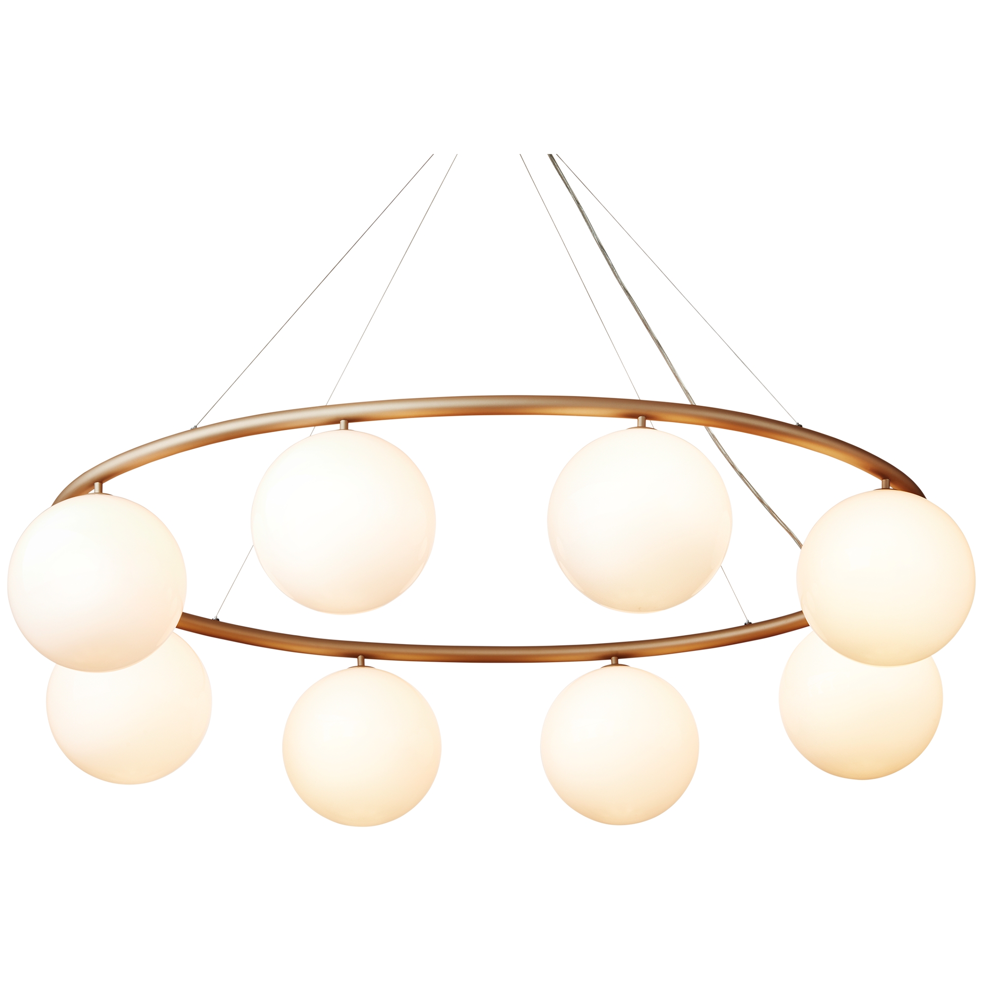 Nuura – Miira 8 Oval pendant, brass and white opal glass