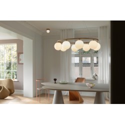 Nuura – Miira 8 Oval pendant, brass and white opal glass