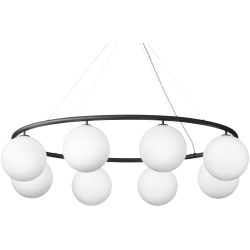 Nuura – Suspension Miira 8 Oval, rock grey et verre opal blanc