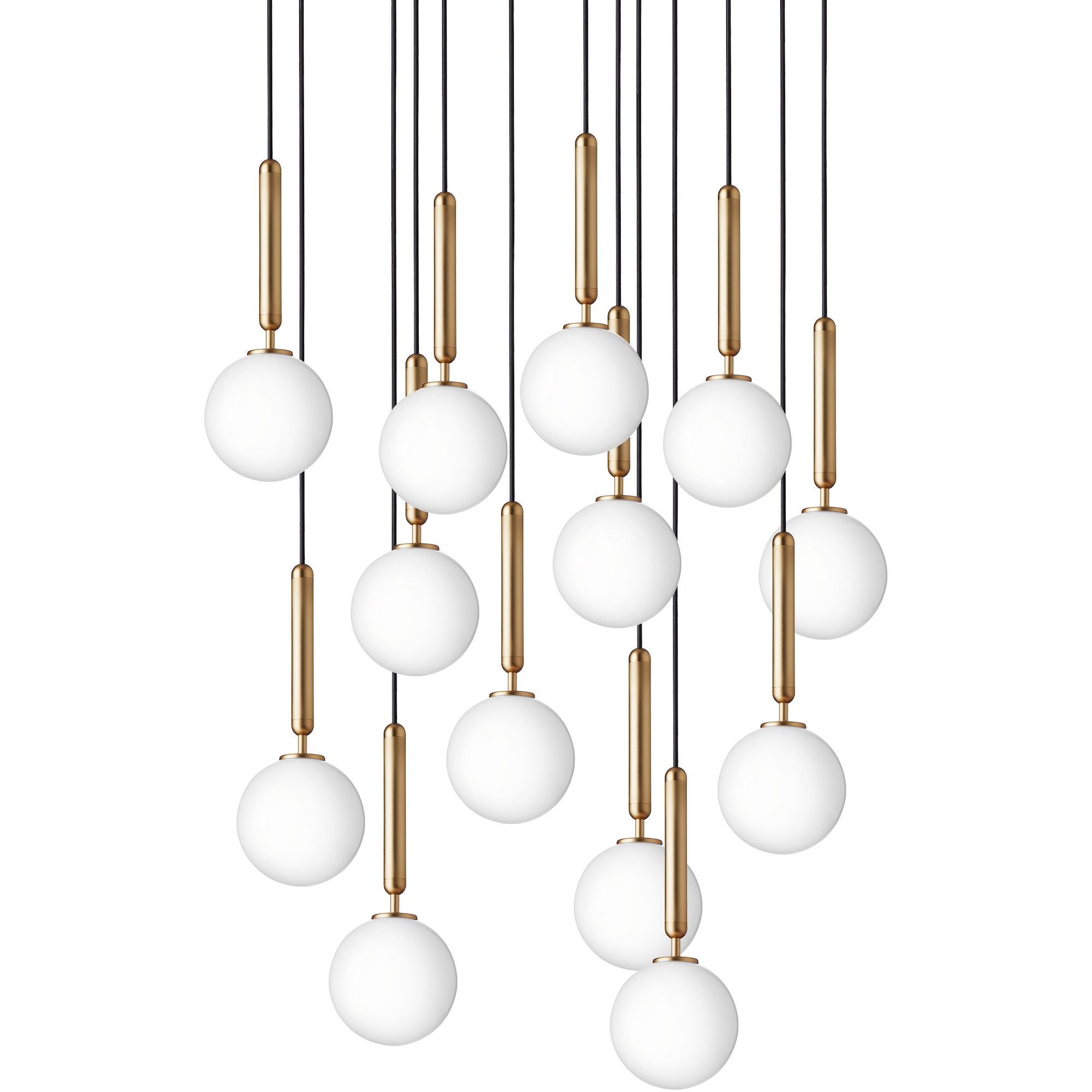 Nuura – Miira 13 pendant, brass and white opal glass