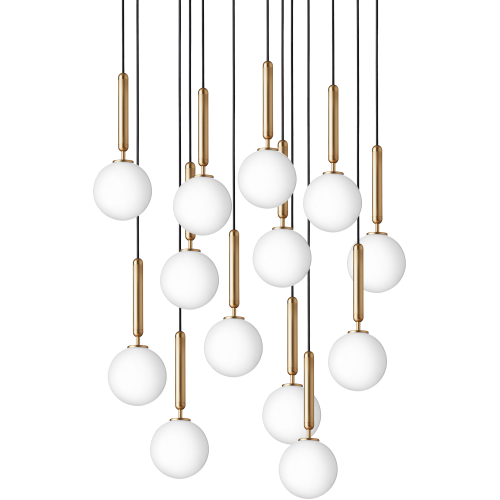 Nuura – Suspension Miira 13, laiton et verre opal blanc