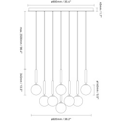 Nuura – Suspension Miira 13, laiton et verre transparent