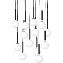 Nuura – Suspension Miira 13, rock grey et verre opal blanc