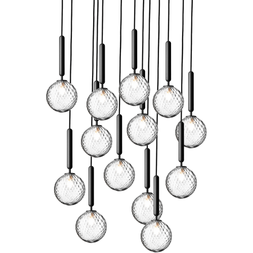 Nuura – Suspension Miira 13, rock grey et verre transparent