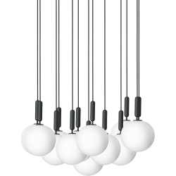 Nuura – Suspension Miira 13 Large, rock grey et verre opal blanc