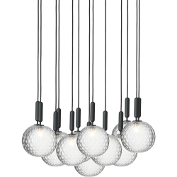 Nuura – Suspension Miira 13 Large, rock grey et verre transparent