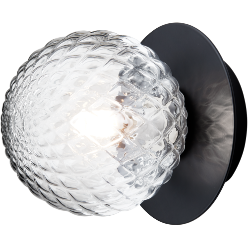 Nuura – Liila 1 Small wall / ceiling lamp, black and clear glass