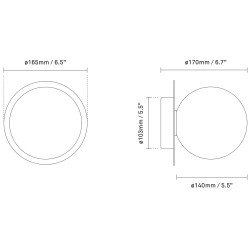 Nuura – Applique / Plafonnier Liila 1 Medium, noir et verre opal blanc