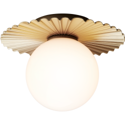 Nuura – Applique / Plafonnier Liila Muuse Small, nordic gold et verre opal blanc