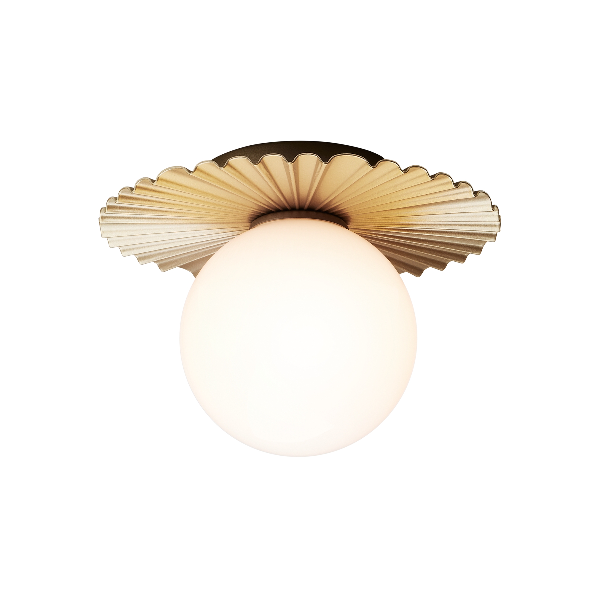 Nuura – Liila Muuse Small wall / ceiling lamp, nordic gold and white opal glass