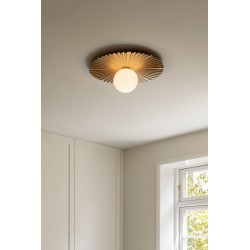 Nuura – Liila Muuse Small wall / ceiling lamp, nordic gold and white opal glass