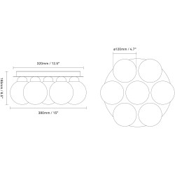 Nuura – Plafonnier Apiales 7, laiton brossé et verre transparent