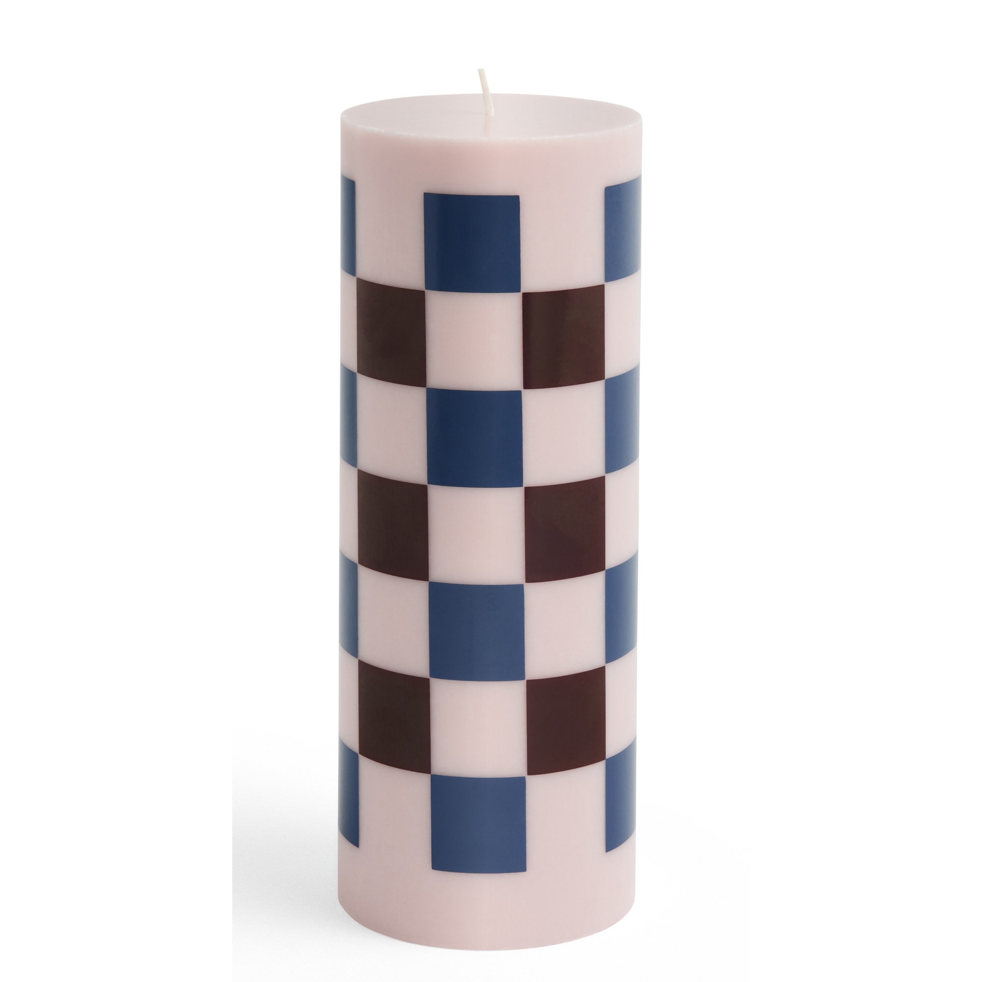 bougie Column large - rose clair, bordeaux et bleu foncé check - HAY