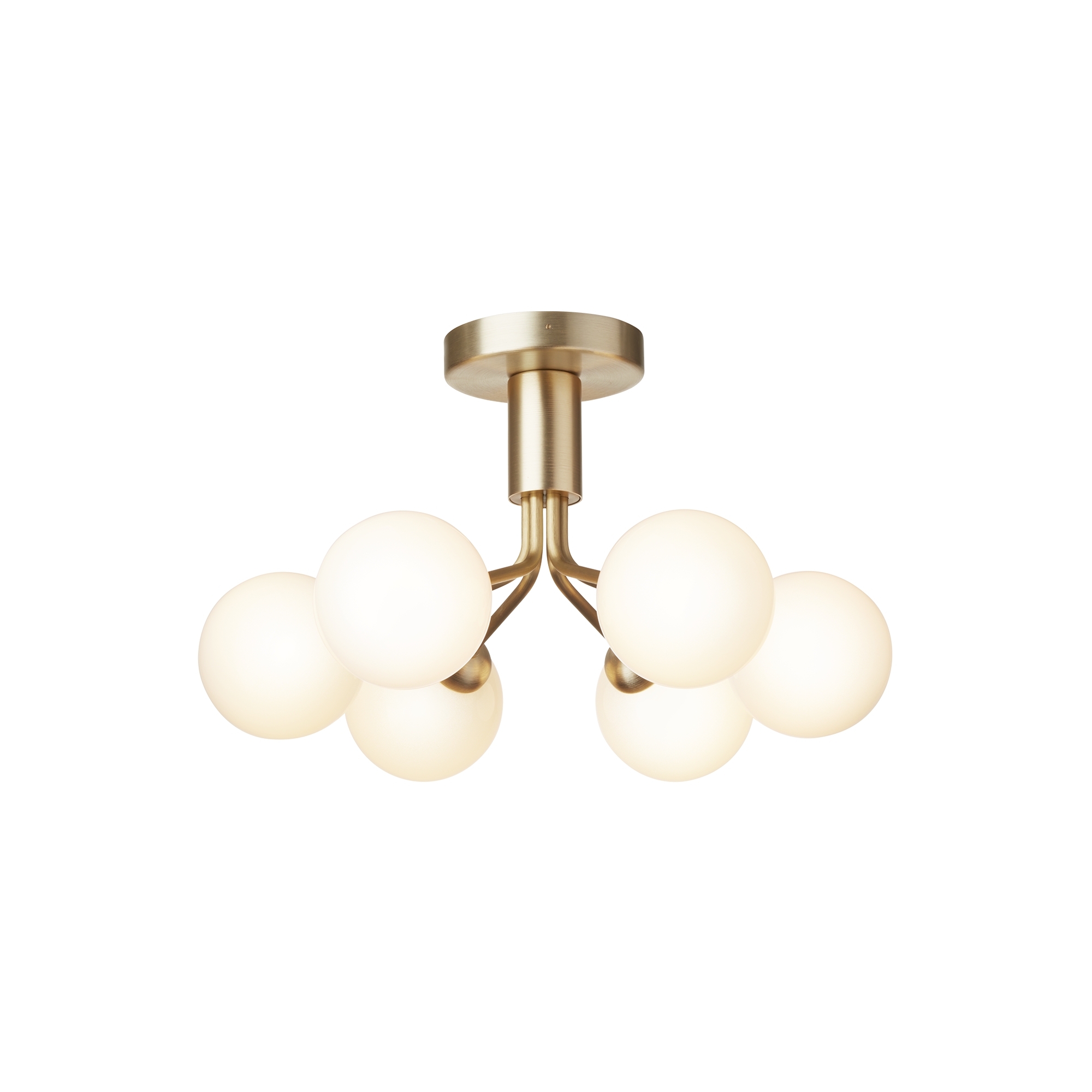 Nuura – Apiales 6 ceiling lamp, brushed brass and white opal glass