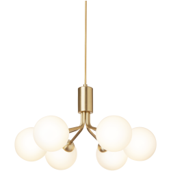 Nuura – Apiales 6 pendant, brushed brass and white opal glass