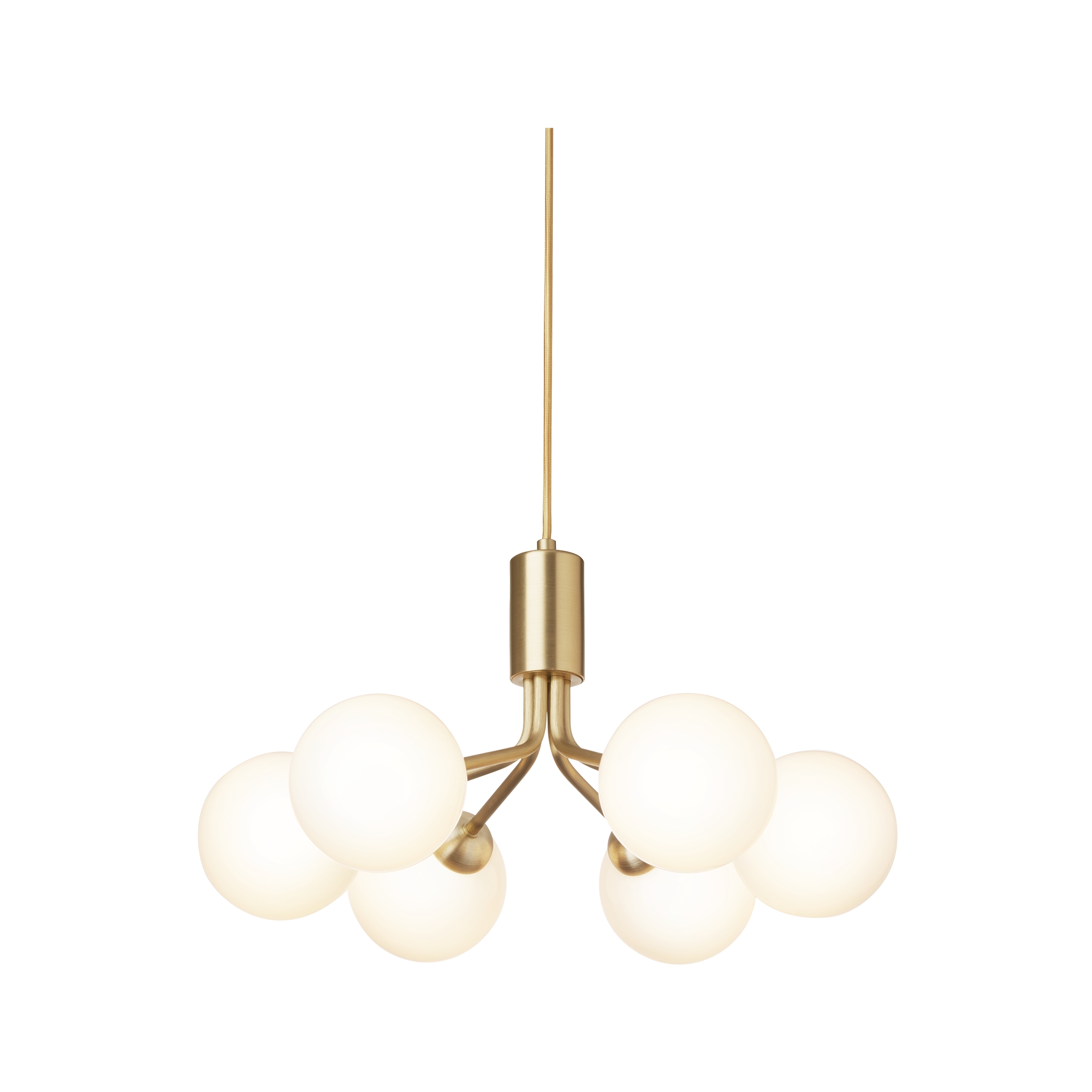 Nuura – Apiales 6 pendant, brushed brass and white opal glass