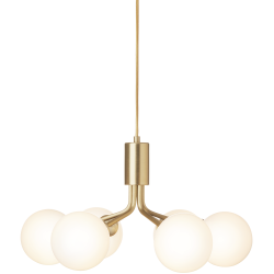 Nuura – Apiales 6 pendant, brushed brass and white opal glass