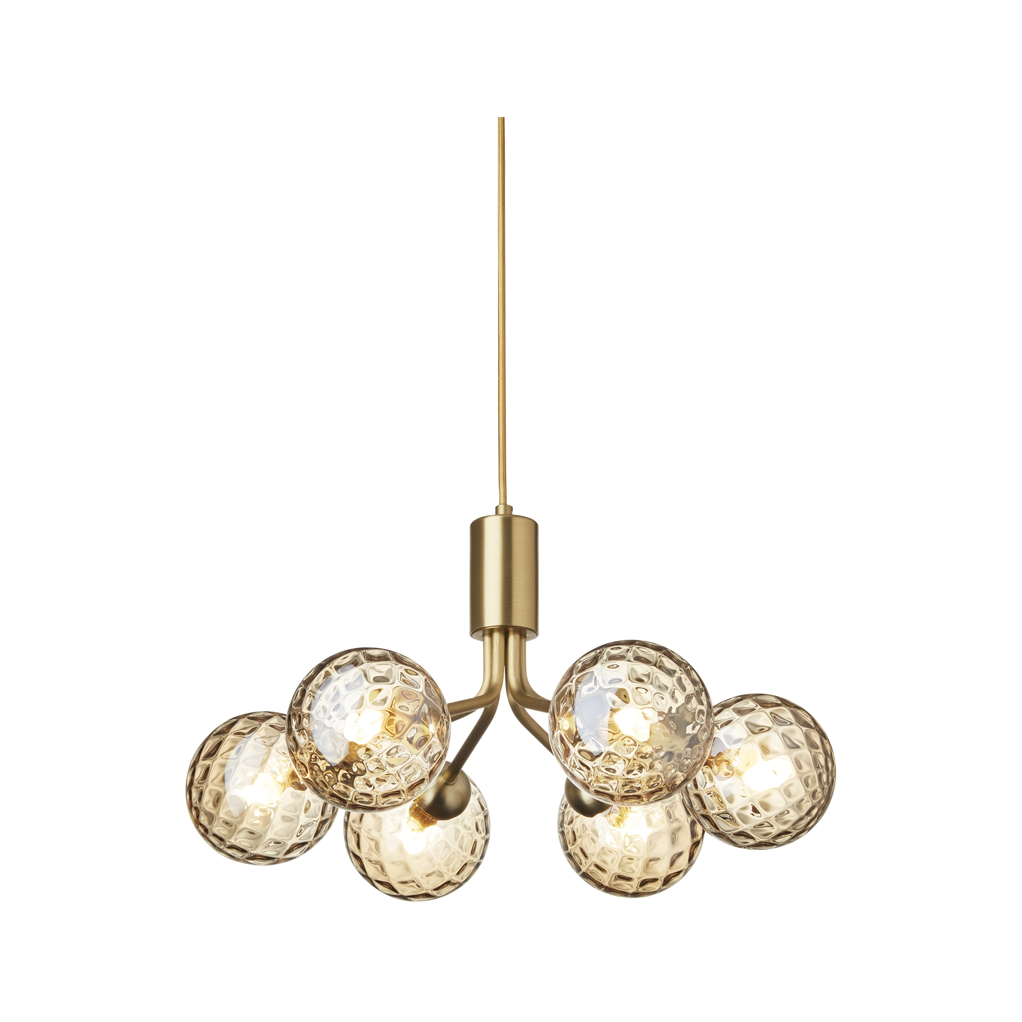 Nuura – Apiales 6 pendant, brushed brass and clear glass