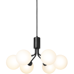 Nuura – Apiales 6 pendant, satin black and white opal glass