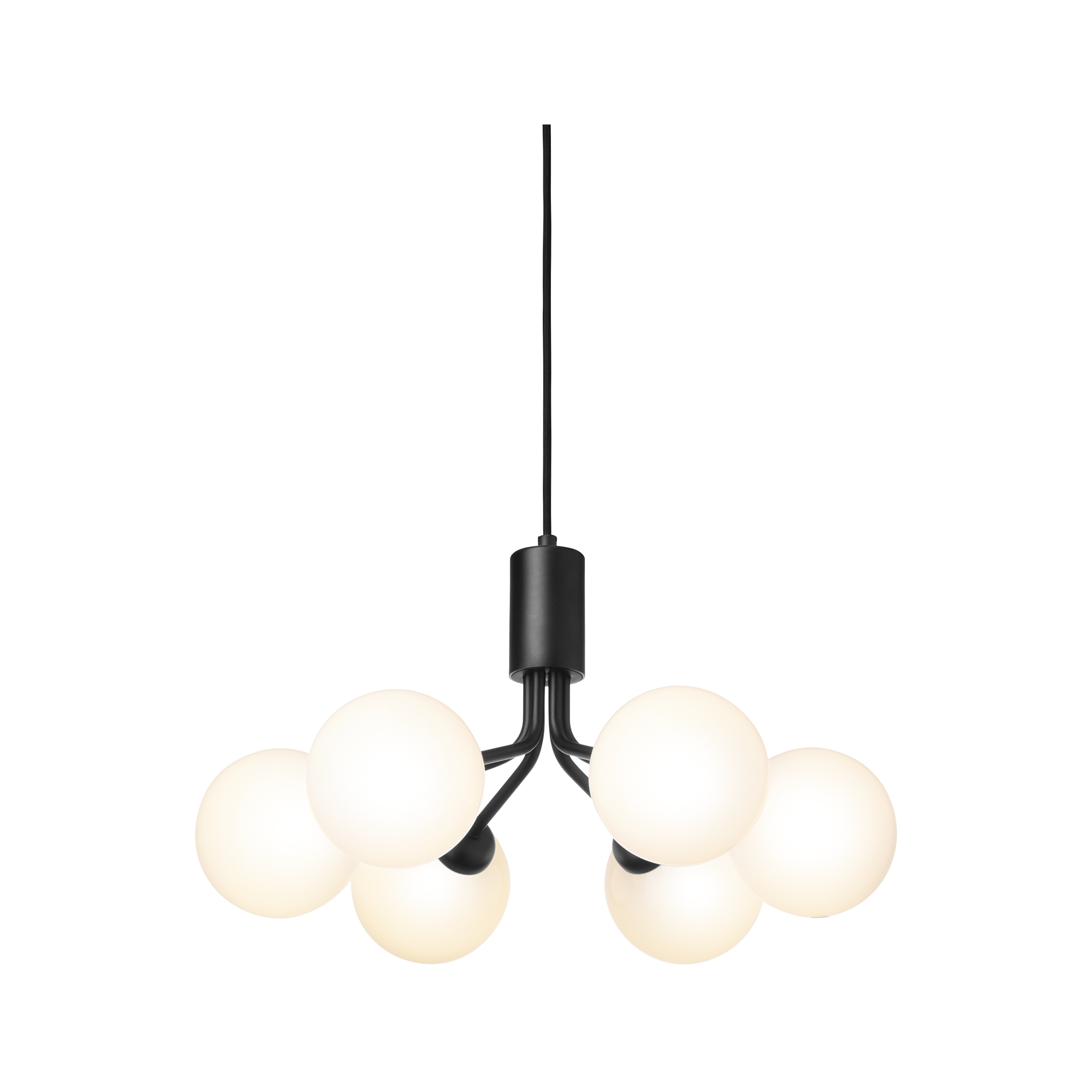 Nuura – Apiales 6 pendant, satin black and white opal glass