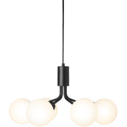 Nuura – Apiales 6 pendant, satin black and white opal glass