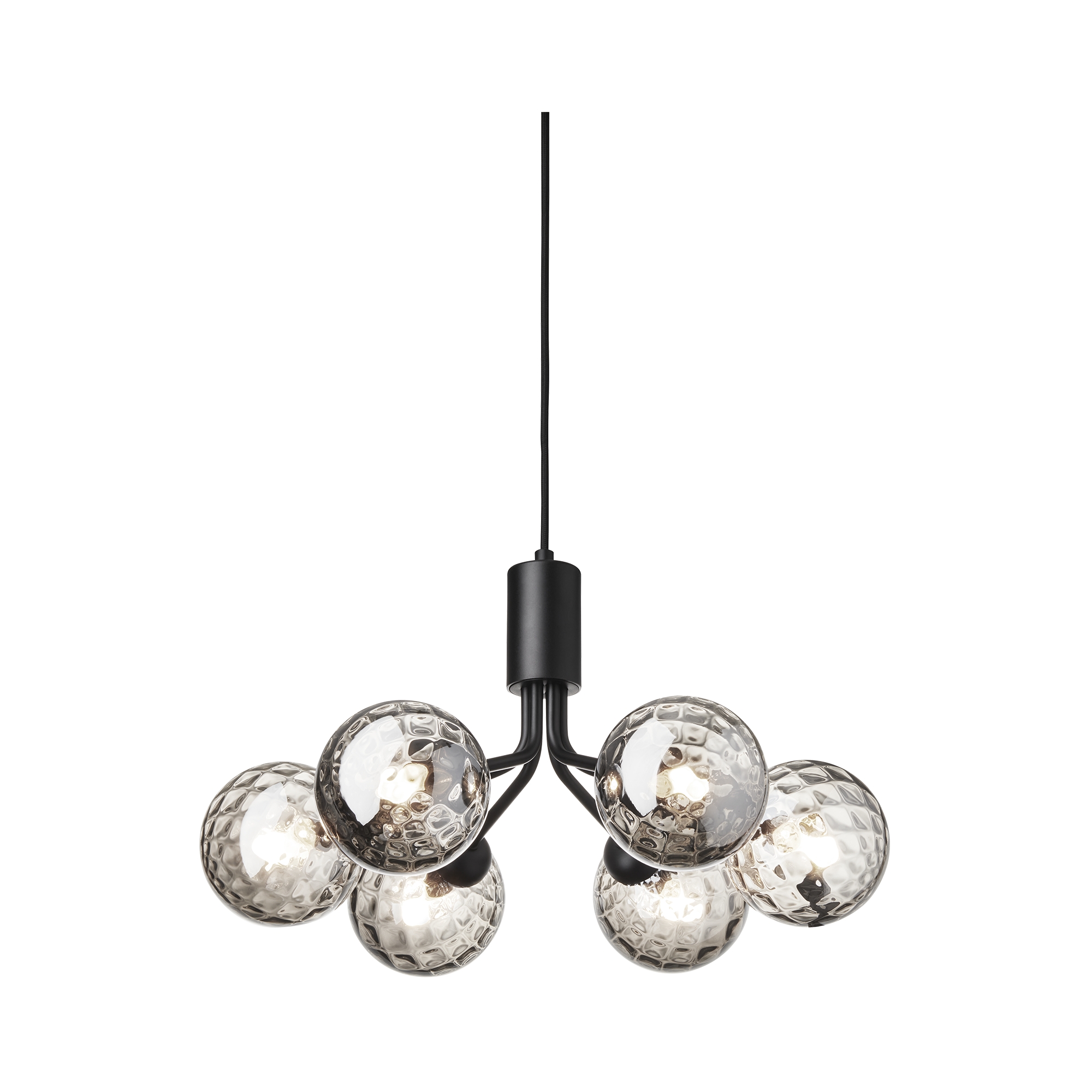 Nuura – Apiales 6 pendant, satin black and clear glass