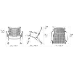 Fauteuil CH25 – Chêne peint en noir / Cordage noir - Carl Hansen & Søn