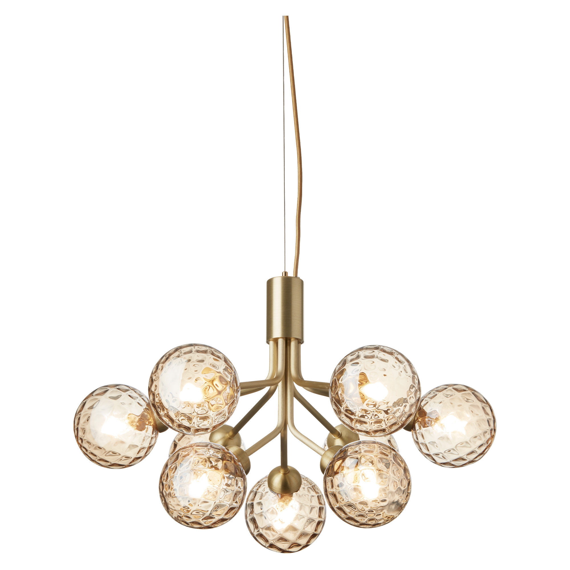 Nuura – Apiales 9 pendant, brushed brass and clear glass