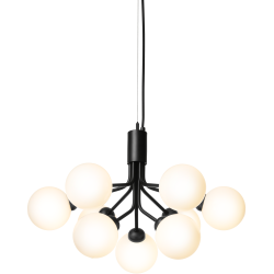 Nuura – Apiales 9 pendant, satin black and white opal glass