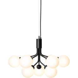 Nuura – Suspension Apiales 9, noir satiné et verre opal blanc