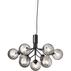 Nuura – Apiales 9 pendant, satin black and clear glass