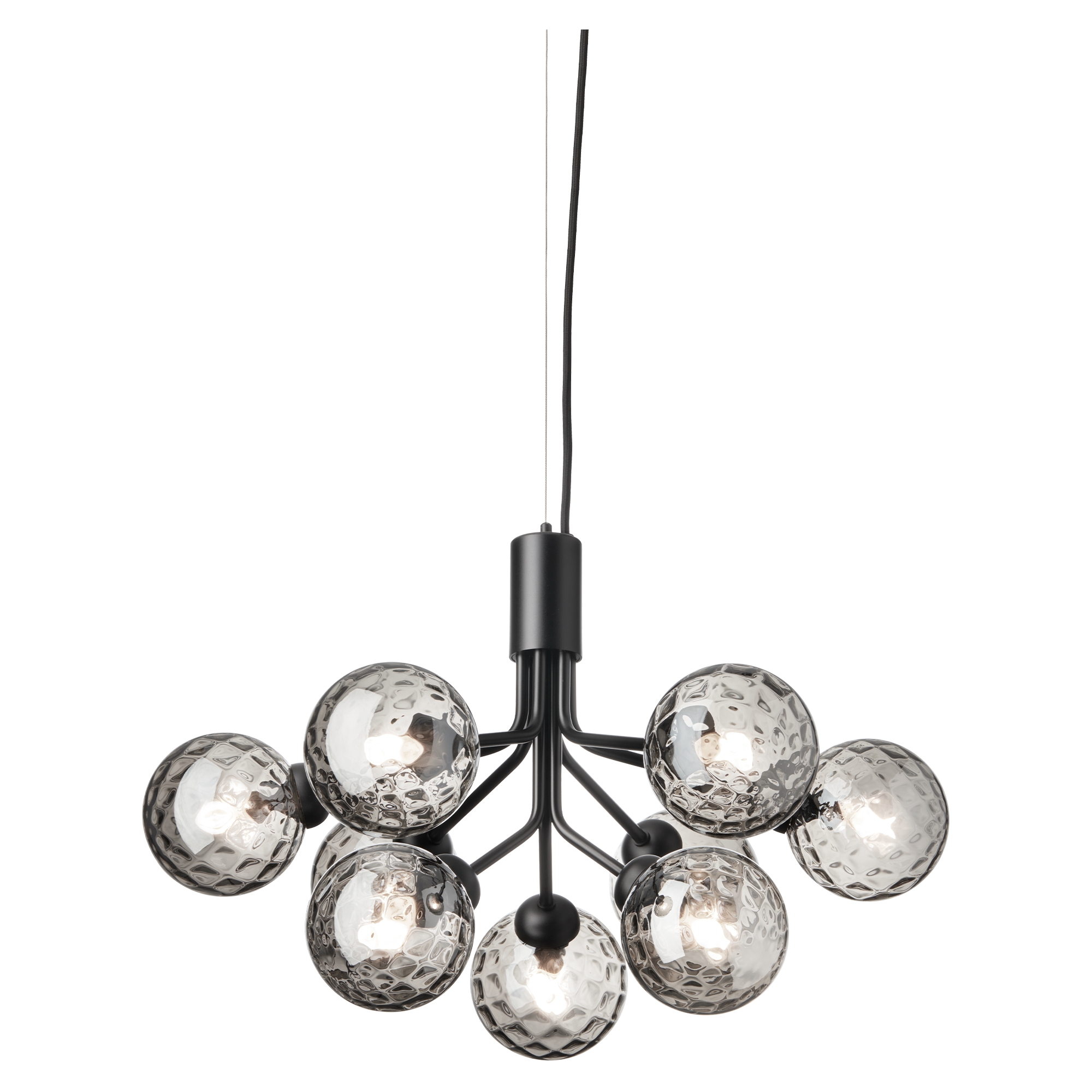 Nuura – Apiales 9 pendant, satin black and clear glass