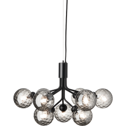 Nuura – Apiales 9 pendant, satin black and clear glass