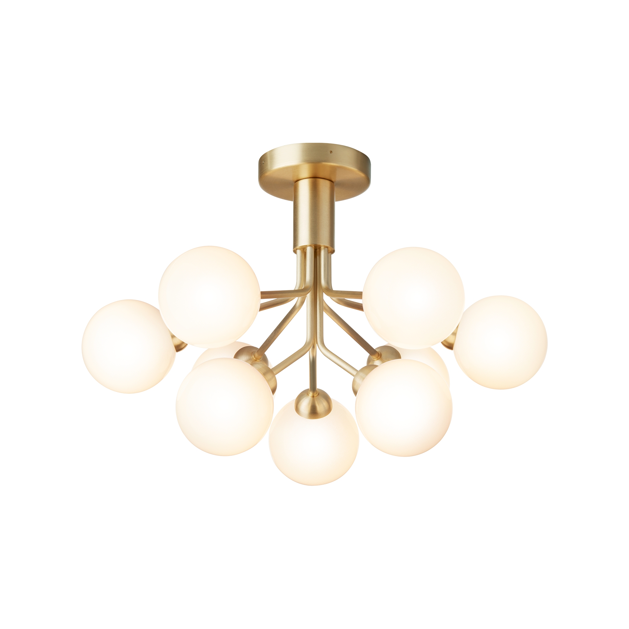 Nuura – Apiales 9 ceiling lamp, brushed brass and white opal glass