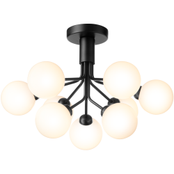 Nuura – Plafonnier Apiales 9, noir satiné et verre opal blanc