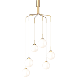 Nuura – Apiales Cluster chandelier, brushed brass and white opal glass