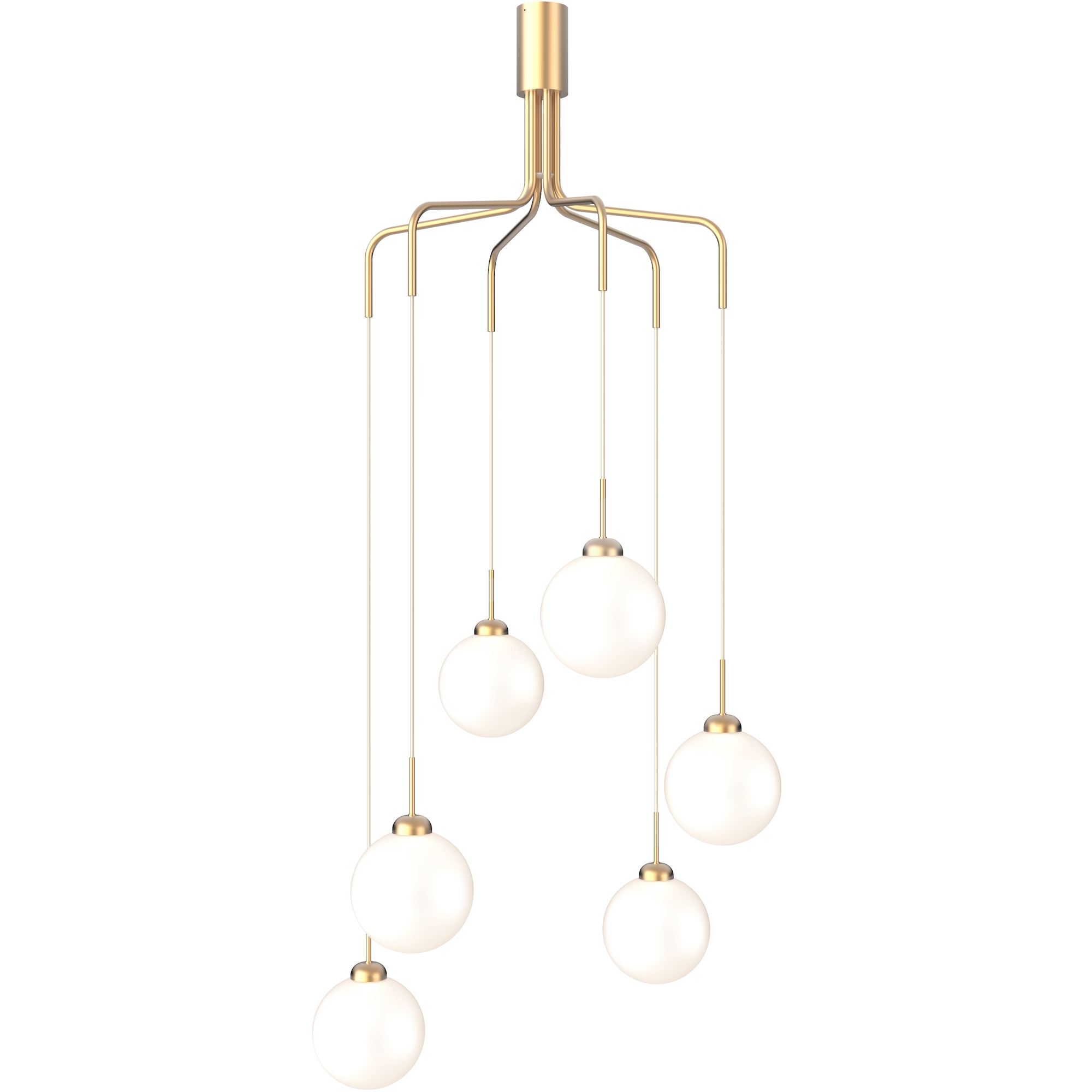 Nuura – Apiales Cluster chandelier, brushed brass and white opal glass