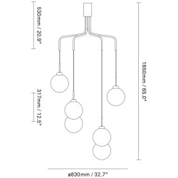 Nuura – Apiales Cluster chandelier, brushed brass and white opal glass