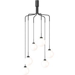 Nuura – Apiales Cluster chandelier, satin black and white opal glass