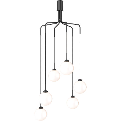 Nuura – Apiales Cluster chandelier, satin black and white opal glass