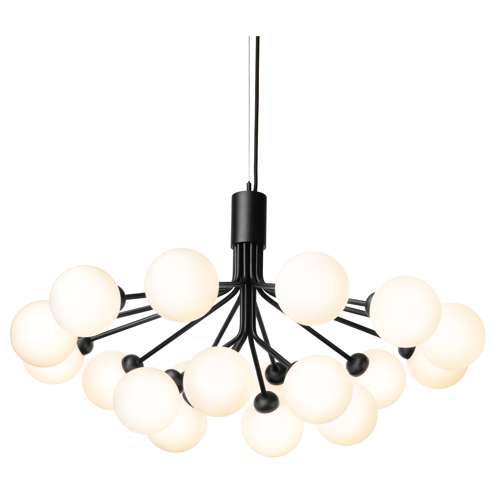 Nuura – Apiales 18 pendant, satin black and white opal glass