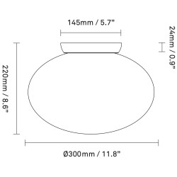 Nuura – Plafonnier Rizzatto 301, argent satiné et verre opal blanc